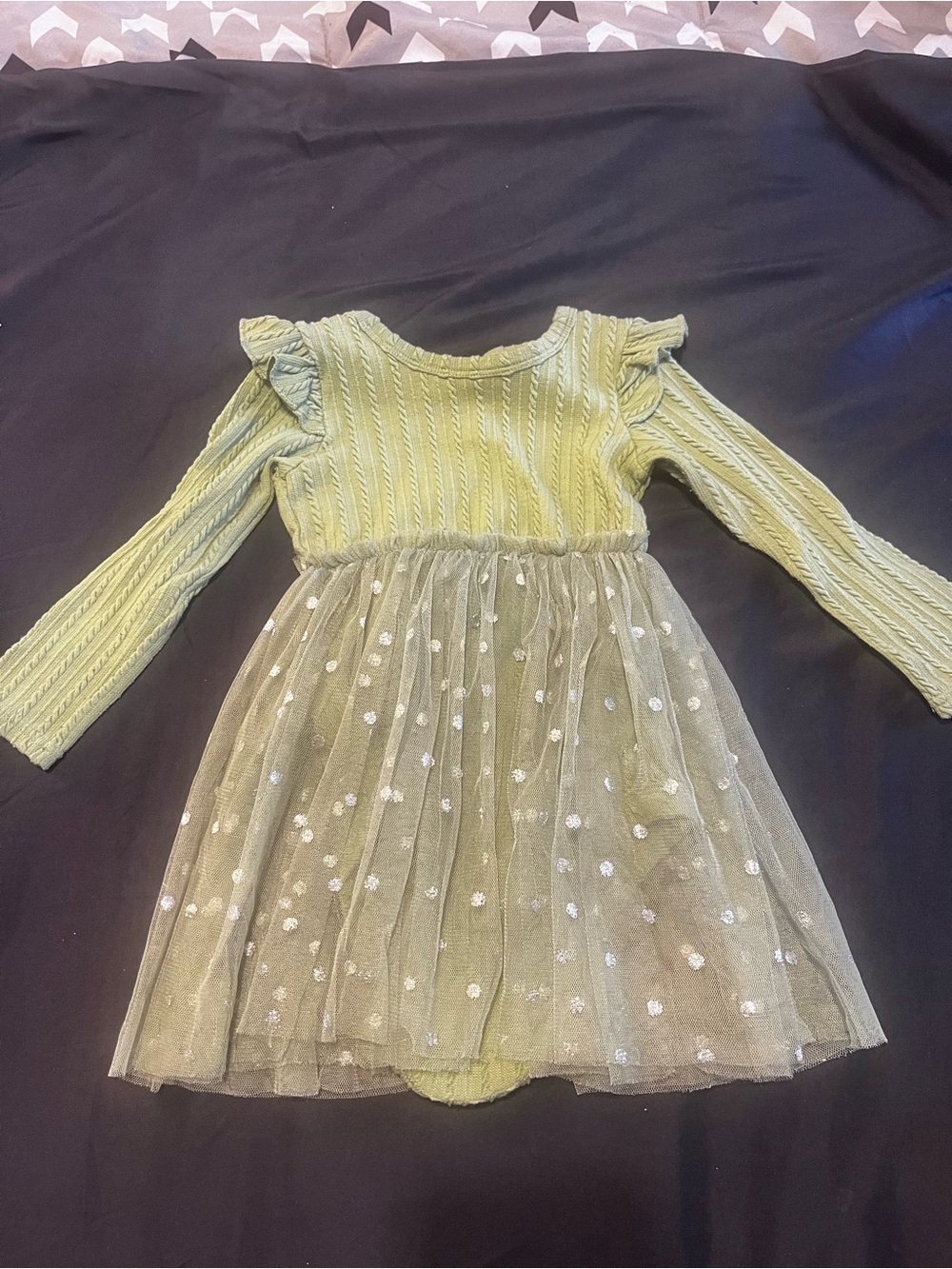 Just Lizzy Girls 24M Green Knit Tulle Dress